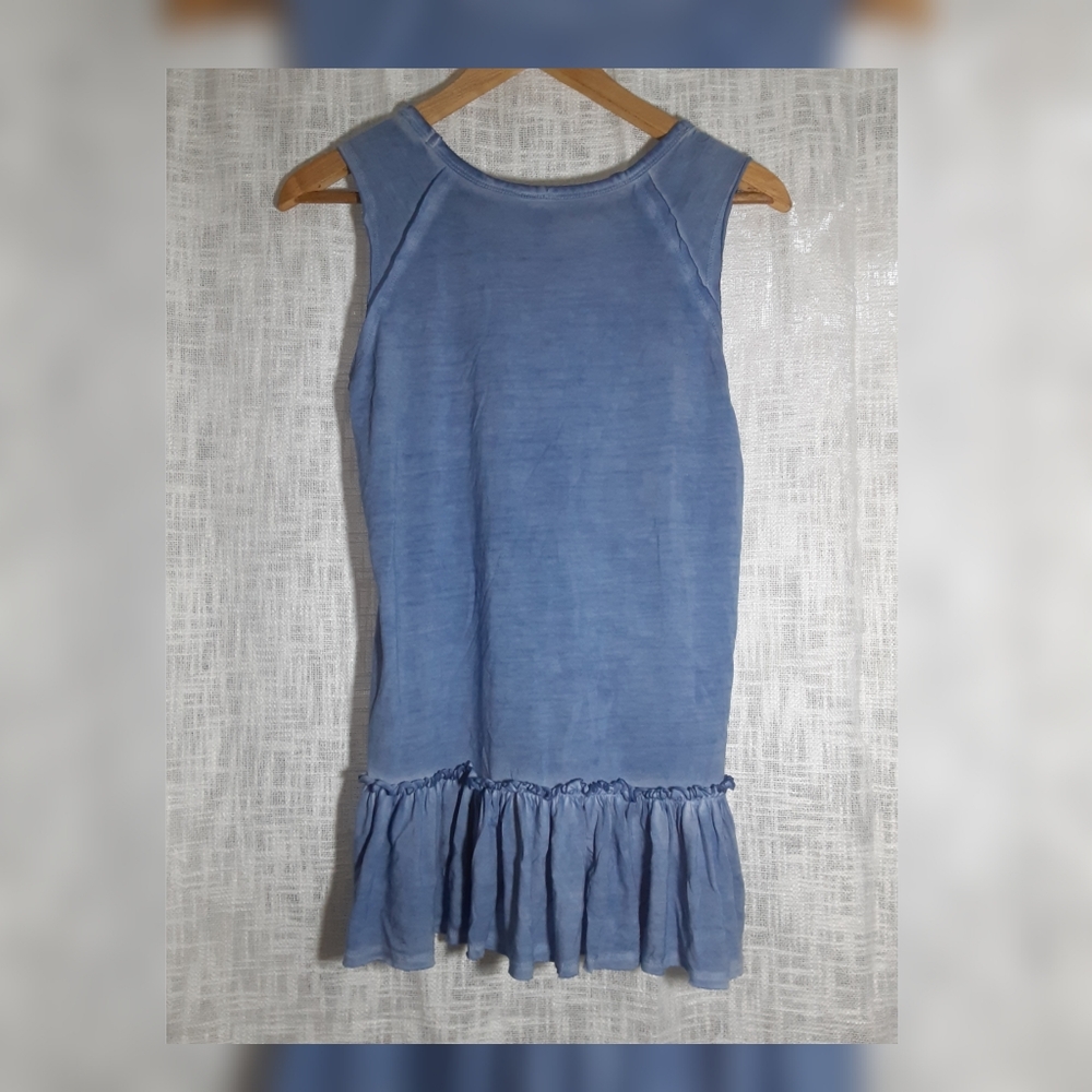 Francesca Faded Blue Natural Dye Ruffled Tank
